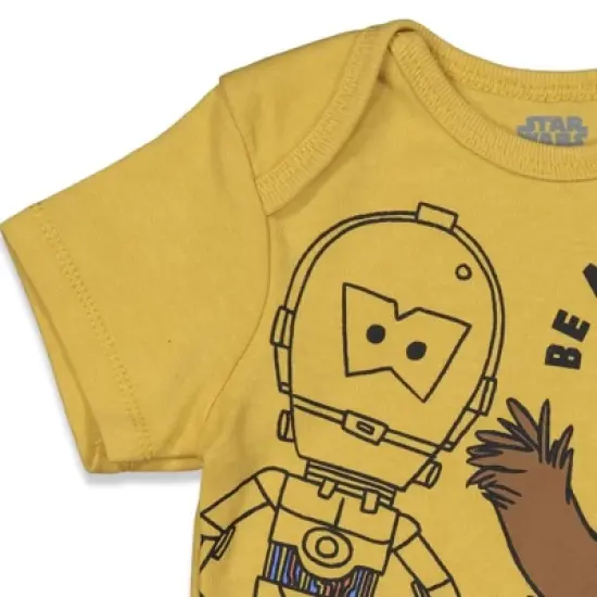 Star Wars C-3PO Chewbacca R2-D2 Baby 3 Pack Bodysuits Newborn to Infant image {7}