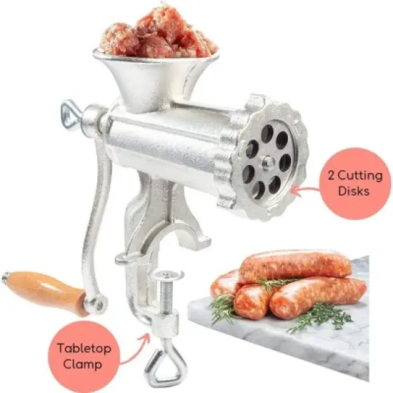 CucinaPro Meat Grinder with Tabletop Clamp & 2 Cutting Disks, Cast Iron Heavy Duty Sausage Maker and Meat Mincer image {3}
