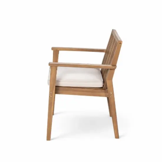 Christopher Knight Home Ashe Rustic 5 Piece Patio Acacia Wood Dining Set with Cushions image {6}