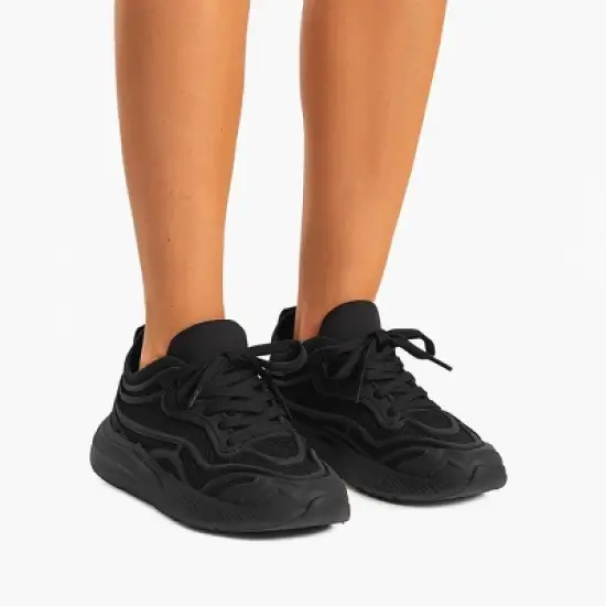 CUSHIONAIRE Trax Lace-Up Mesh Womens Shoes - Lightweight Platform Fashion Sneakers Casual Gym Shoes for Women image {3}