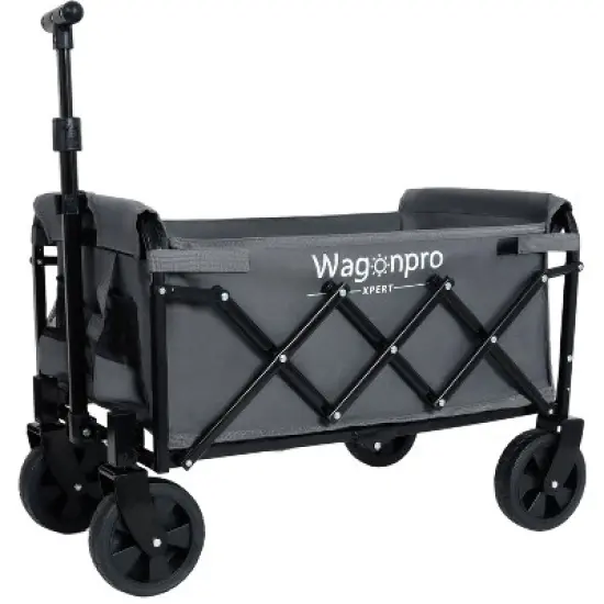 Expandable Dual-Layer Utility Wagon with 100% Extra Space - Grocery CartGray image {7}