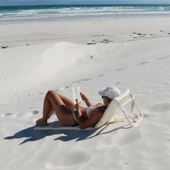 Sunnylife: Reclining Beach Chair - Casa Cream, Lay Flat & Adjustable Backrest image {4}