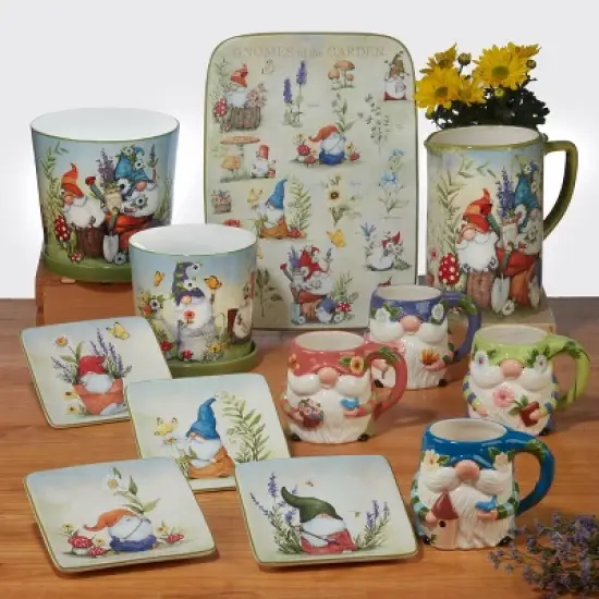 Garden Gnomes Pitcher - Certified International image {2}