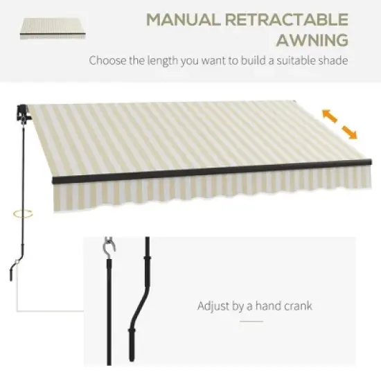 Resenkos Patio Awning, Outdoor Sun Shade Shelter Cover Awnings,12' x 10' Manual Retractable Awning Outdoor Sunshade Shelter for Patio, Balcony, Yard, image {2}