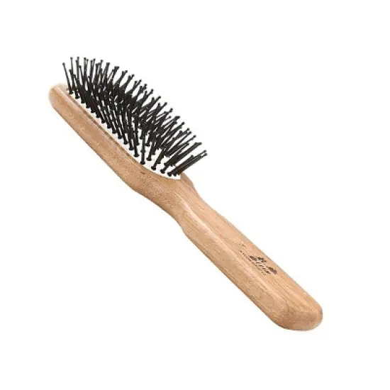 Bass Brushes - Men's Hair Brush Style & Detangle Professional Grade Nylon Pin Genuine Natural Wood Handle 6 Row Cushion Style Oak Wood image {2}