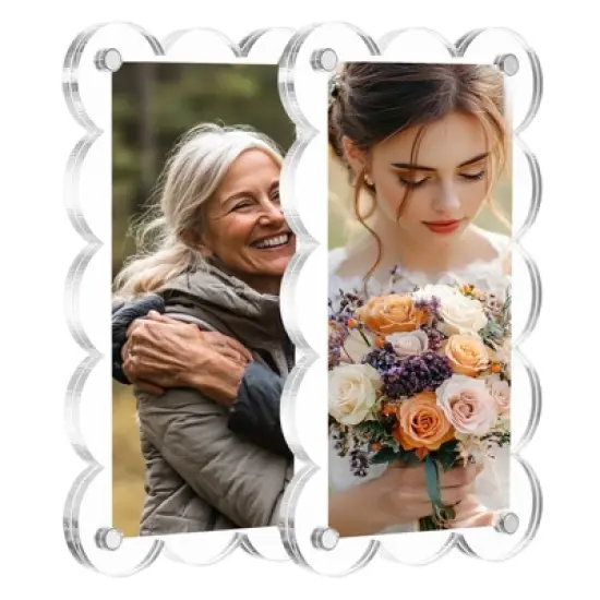Unique Bargains Double Sided Fujifilm Mini Picture Acrylic Wavy Fridge Magnetic Frames 2 Pcs image {7}