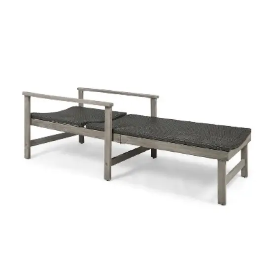 Gulches Wood and Wicker Gray Patio Chaise Lounges - Adjustable Recliners with Armrests image {7}