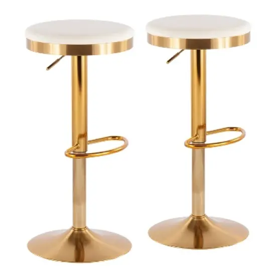 Set of 2 Dakota Glam Adjustable Barstools - LumiSource  image {8}