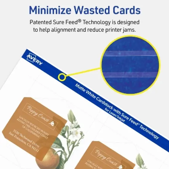 Avery Printable Hexagon Flat Cards, Sure Feed Technology, 3-1/2" x 4", Matte White Cardstock, Print-to-The-Edge, Laser/Inkjet Printable, 40 Total image {6}