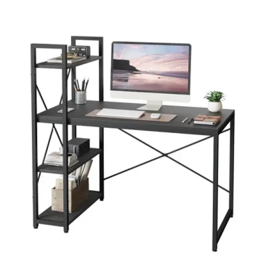 Bestier 47inch Computer Desks with Reversible Bookshelf, Standing Writing Desk for Home Office/Studying/Gaming image {8}