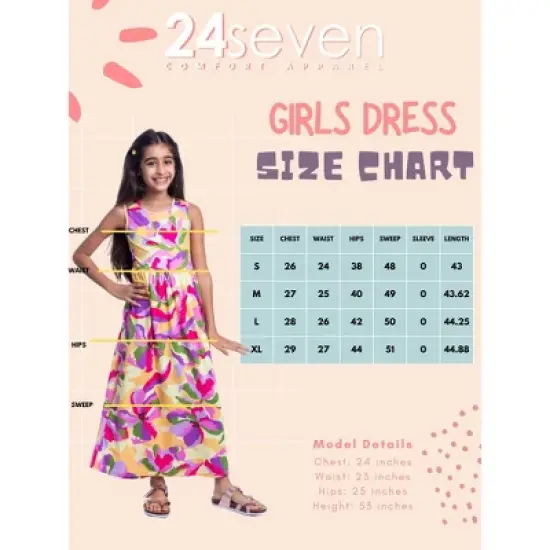 24seven Comfort Apparel Girls Colorful Floral Print Sleeveless Maxi Dress image {3}