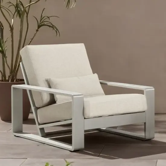 Modern Aluminum Patio Club Chair with Cushion,Rust Resistant Outdoor Accent Chair,Lounge Armchair Garden or Balcony-Cuddlewood image {1}