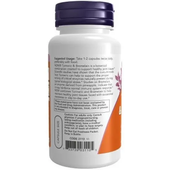 Turmeric and Bromelain by Now Foods  -  90 VegCap image {2}