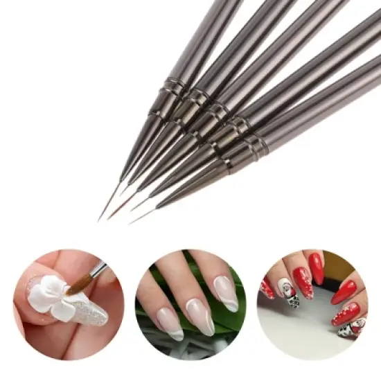 Unique Bargains Fine Nail Art Brushes Kit Silver Tone 1 Set image {2}