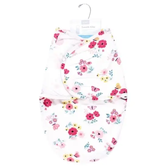 Hudson Baby Infant Girl Plush Faux Fur Swaddle Wrap, Butterfly Floral, 0-3 Months image {1}