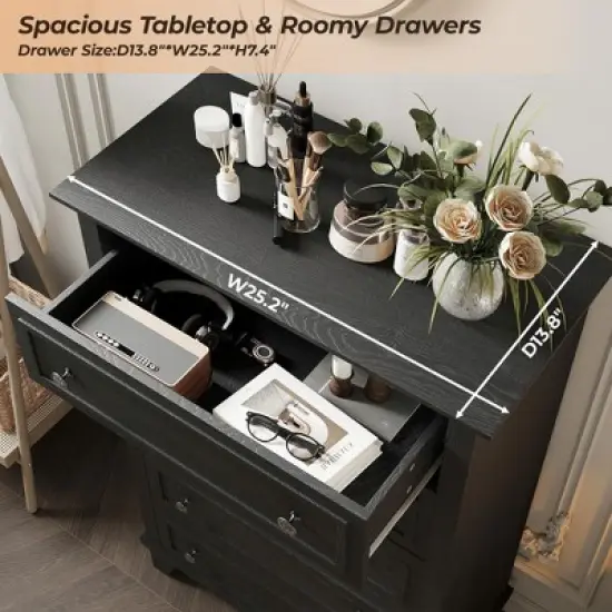 Garvee 5 Drawer Dresser for Bedroom, 48" Tall Wood Dresser & Chests of Drawers, Modern TV Stand Chest Organizer for Living Room image {6}
