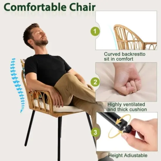 Patio 5-Piece Wicker Dining Set with Cushions image {5}