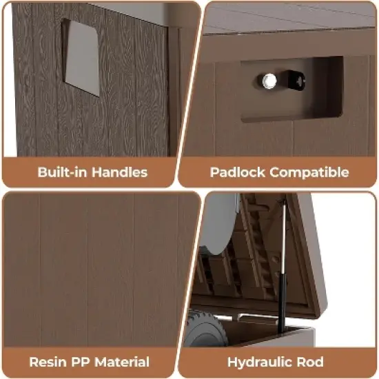 Outdoor Deck Box, 28 Gallon Resin Storage Container, Lockable Waterproof Storage Box image {6}