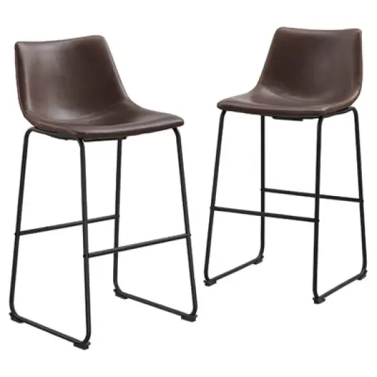 Set of 2 Laslo Modern Upholstered Faux Leather Barstools - Saracina Home image {8}
