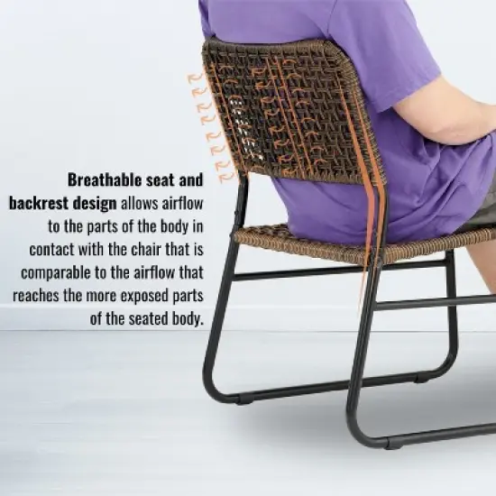 All-Weather Wicker Patio Conversation Set with Coffee Table, Steel Frame Outdoor Patio Small Space Chat Sets - The Pop Home image {8}