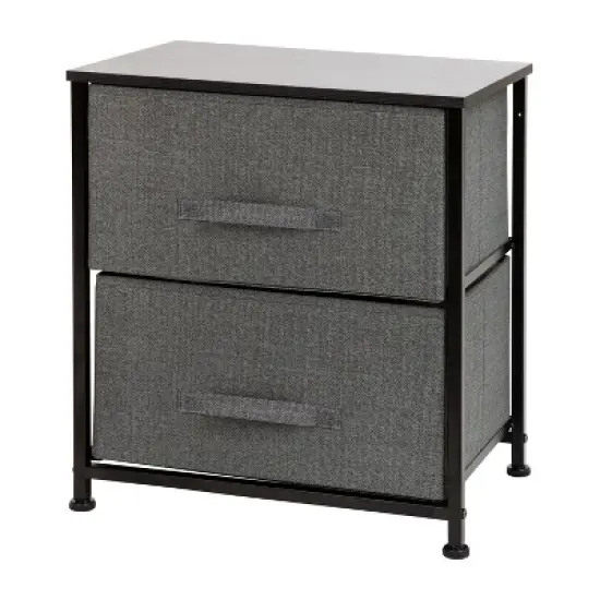 Emma and Oliver 2 Drawer Storage Stand with Wood Top & Dark Fabric Pull Drawers image {10}