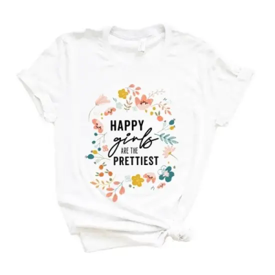 Simply Sage Market Women's Happy Girls Are The Prettiest Short Sleeve Graphic Tee image {4}