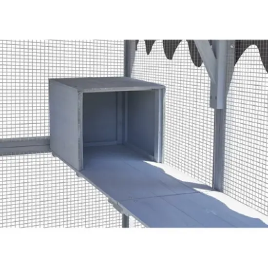 Dolonm 110" Walk-in Catio Enclosure w/ Weatherproof Roof - Blue&Grey Metal-Wood Cat House, 2 Bridges & 7 Walks for Outdoor Cats image {7}