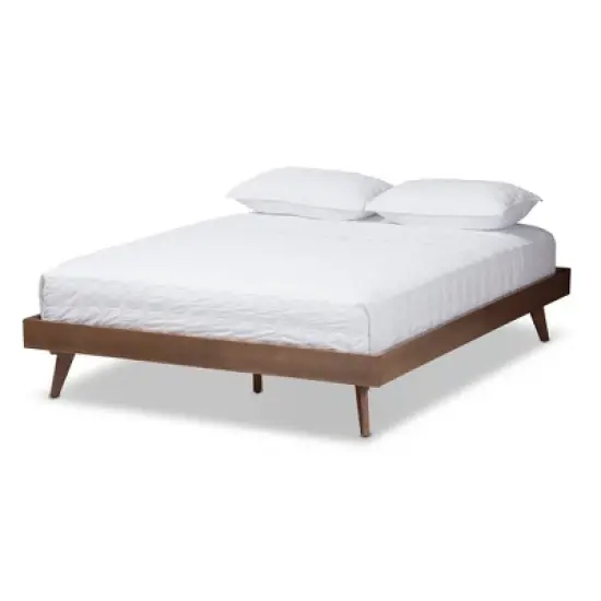 Jacob Mid - Century Modern Walnut Finished Solid Wood Bed Frame - Baxton Studio image {8}