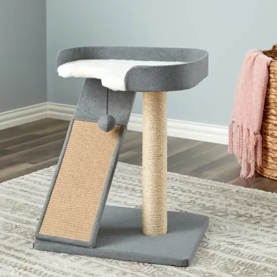 Two by Two San Marcos - Gray Cat Scratching Post Cat Furniture - 22.8 in. Tall image {12}