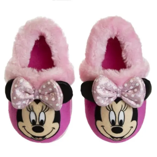 Disney Kids Girl's Minnie Mouse Slippers - Plush Lightweight Warm Comfort Soft Aline House Slippers - Light Pink (size 5-12 Toddler/Little Kid) image {8}