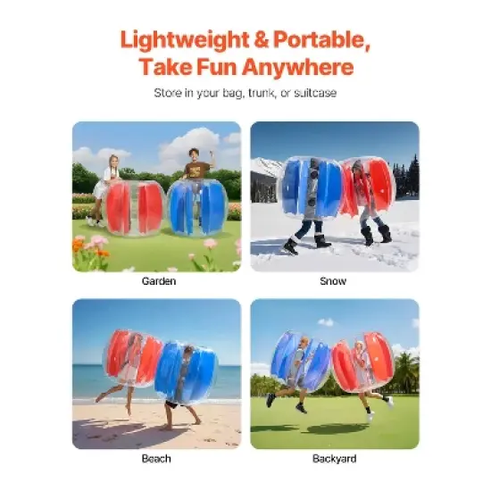 VEVOR Inflatable Bumper Balls 2-Pack, 4FT/1.2M Body Sumo Ball,Durable Thick PVC Human Hamster Bubble Knocker for Outdoor Sports Team Gaming Play, Red image {6}