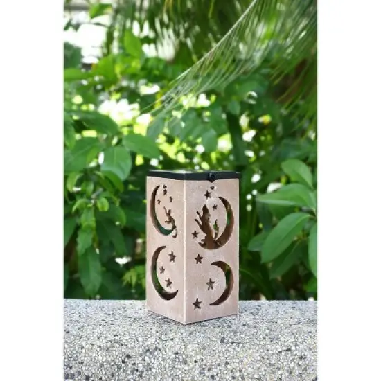 Techko Maid LED Solar 10.8" Portable Moon & Star Cut Out Decorative Outdoor Lantern Clear image {4}