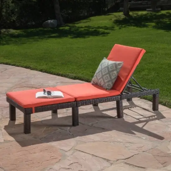 Jamaica Wicker Patio Chaise Lounge with Cushion <br> - Christopher Knight Home image {1}