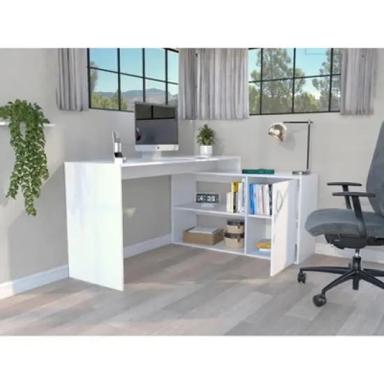 Kumasinova 59" Right-Return L-Shaped Gaming Desk,Standing Desk with Open & Closed Storage,Corner Computer Desk for Home Office & Study image {9}