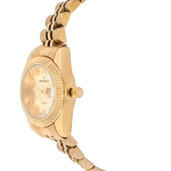 Peugeot Women's Gold-Tone 25mm Fluted Bezel Steel Bracelet Watch with Gold Dial image {2}