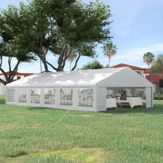 Outsunny 23' x 39' Party Tent & Carport with Removable Sidewalls and Windows, White Tents for Parties, Wedding and Outdoor Events image {2}