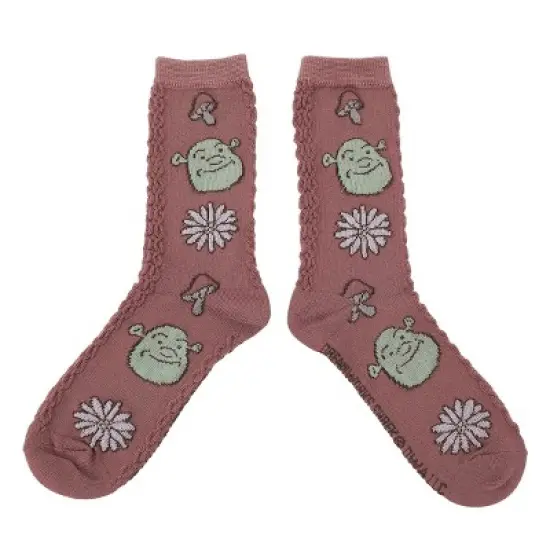 Shrek Flower & Mushroom Character Patterns Women's Casual Crew Socks image {3}