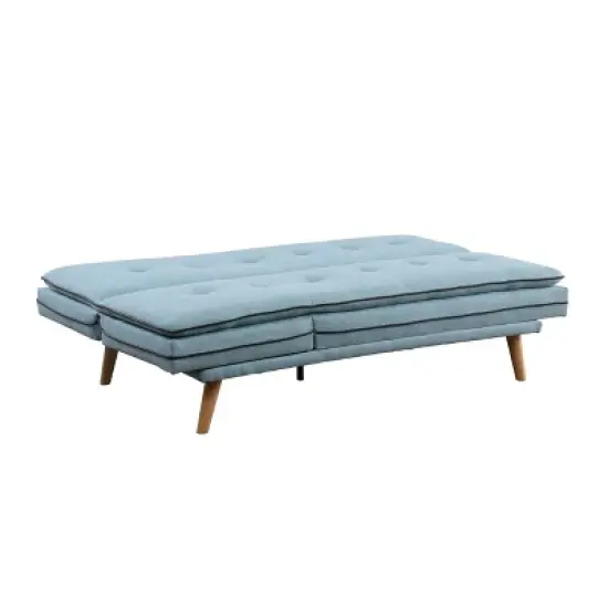 72" Savilla Sectional Sofa Blue Linen/Oak Finish - Acme Furniture image {4}