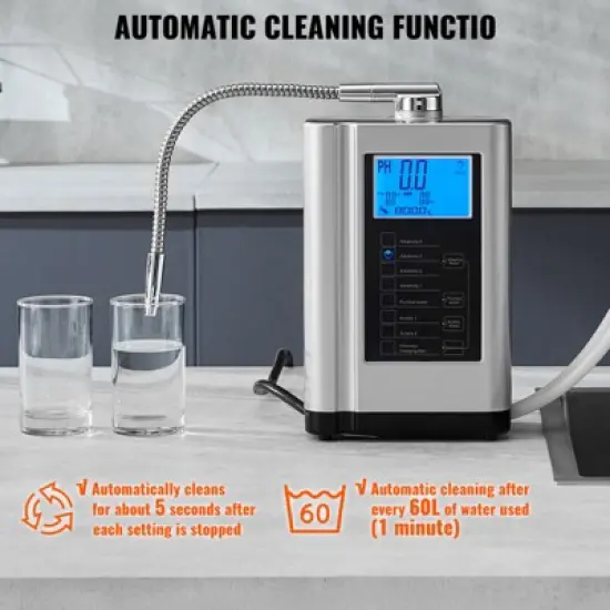 VEVOR Alkaline Water Ionizer Machine, pH 3.5-10.5 Alkaline Acidic Hydrogen Water Purifier, 7 Water Settings Home Filtration System, Up to -650mV ORP image {4}