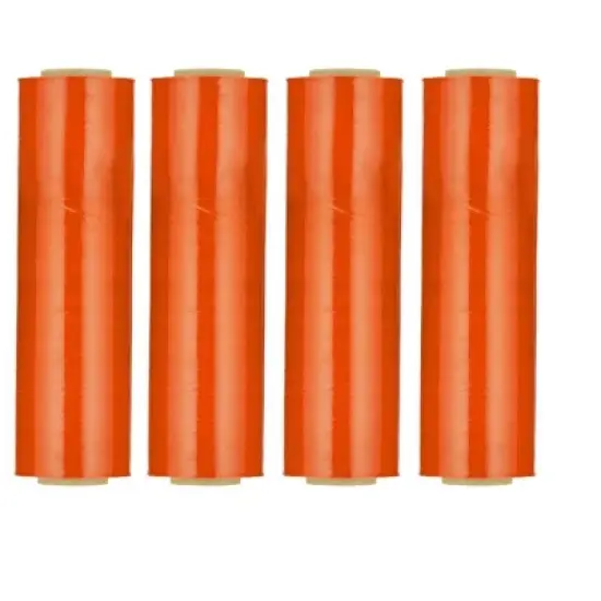 PSBM 4 Rolls, Tinted Orange, 18" x 1500 Ft. 80 Gauge, Cast Hand Pallet Stretch Wrap image {2}
