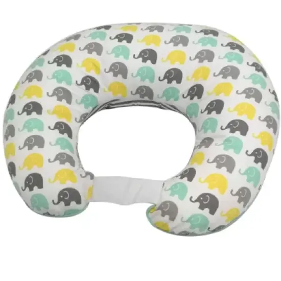 Bacati - 3 pc Elephants Mint Yellow Gray Hugster Feeding & Infant Support Nursing Pillow with 2 removable zippered covers image {7}