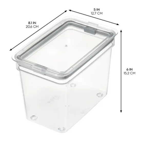 iDESIGN Medium Tall Dry Goods Storage Bin The Fresh Collection Clear Bin: Plastic Kitchen Cabinet Organizer, 6"x8"x5" image {2}