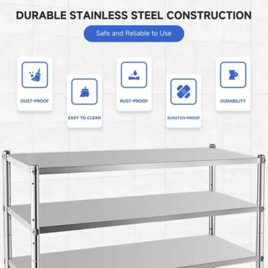 Stainless Steel Shelving Adjustable Shelf Storage Unit Stainless Steel Heavy Duty Shelving image {5}