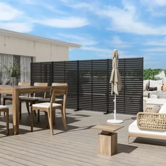 PexFix 72 in. x 47 in. Outdoor Metal Privacy Screen Garden Fence in Louver Pattern in Black image {5}