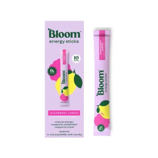 BLOOM NUTRITION Natural Energy Stick Packs Raspberry Lemon - 10pk image {4}