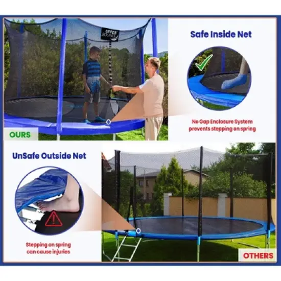 Upper Bounce Round Trampoline Set with Safety Enclosure System - Backyard Trampoline - Outdoor Trampoline for Kids - Adults image {3}
