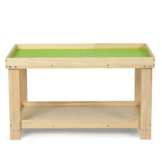 Costway Solid Wood Kids Activity Play Table Block Table Multifunction W/Storage image {9}