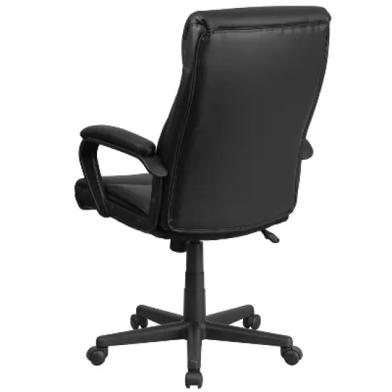 Flash Furniture Raya High Back Black LeatherSoft Executive Swivel Office Chair with Slight Mesh Accent and Arms image {6}