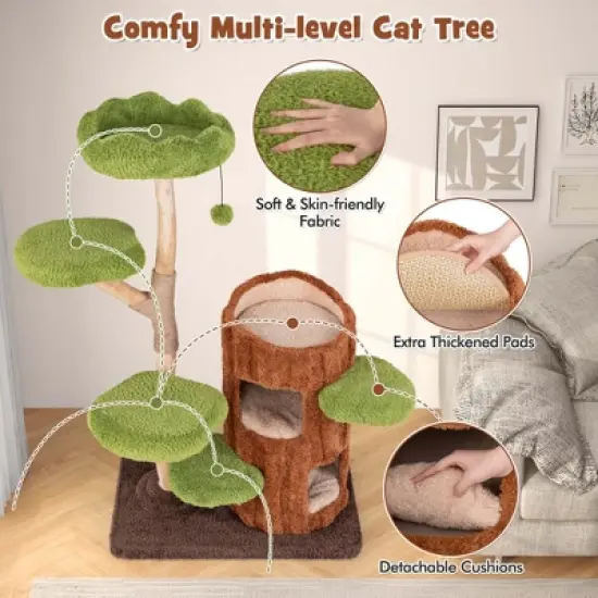 Costway Multi-level Cat Tree with Double Decker Cat House Scratching Posts & Sisal Panel image {7}
