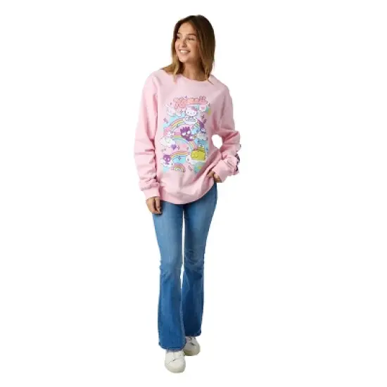 Hello Kitty & Friends Riding Rainbow Women's Cradle Pink Crew Neck Long Sleeve Sweatshirt image {6}